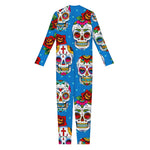 Rose Sugar Skull Pattern Print Jumpsuit