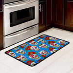Rose Sugar Skull Pattern Print Kitchen Mat
