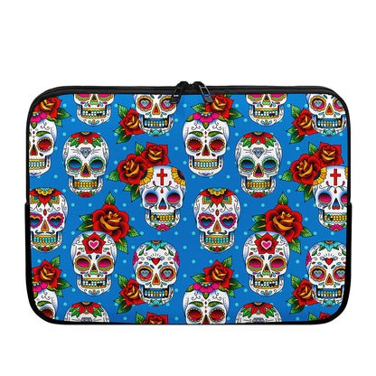 Rose Sugar Skull Pattern Print Laptop Sleeve