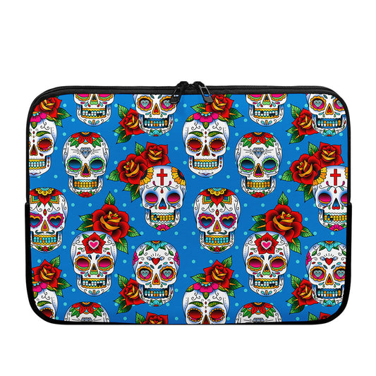 Rose Sugar Skull Pattern Print Laptop Sleeve