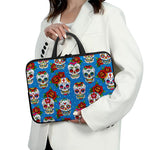 Rose Sugar Skull Pattern Print Laptop Sleeve With Handle