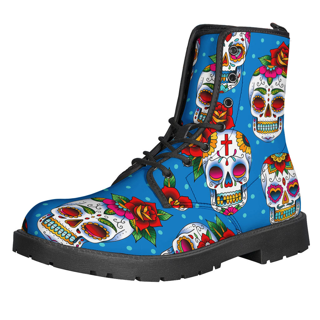Rose Sugar Skull Pattern Print Backpack