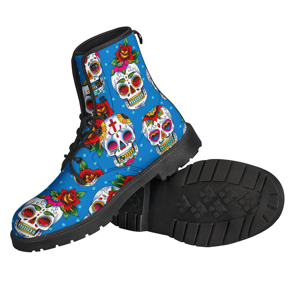 Rose Sugar Skull Pattern Print Backpack
