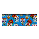 Rose Sugar Skull Pattern Print Long Kitchen Mat