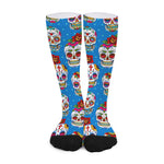 Rose Sugar Skull Pattern Print Long Socks