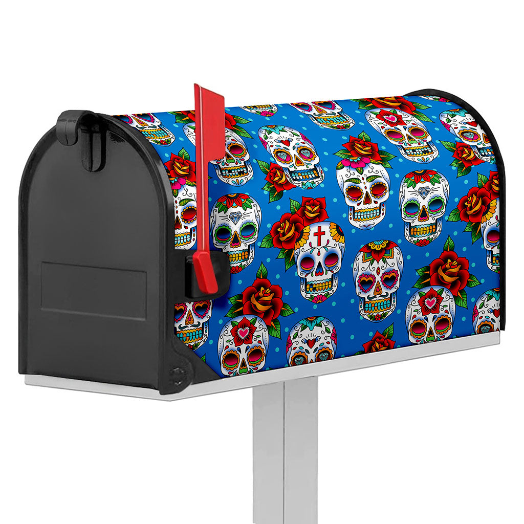 Rose Sugar Skull Pattern Print Mailbox Cover