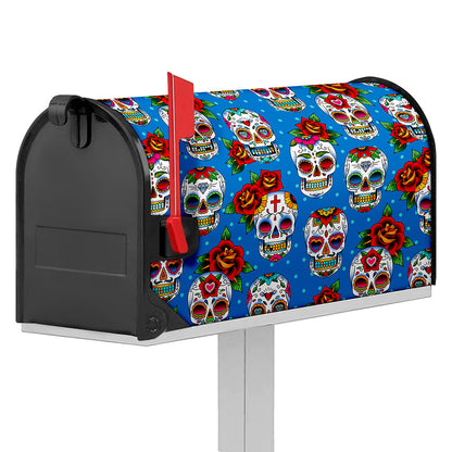 Rose Sugar Skull Pattern Print Mailbox Cover