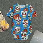 Rose Sugar Skull Pattern Print Men's Bodysuit
