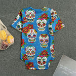 Rose Sugar Skull Pattern Print Men's Bodysuit
