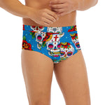 Rose Sugar Skull Pattern Print Men's Briefs
