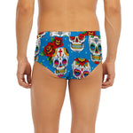 Rose Sugar Skull Pattern Print Men's Briefs