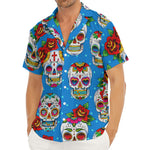 Rose Sugar Skull Pattern Print Men's Deep V-Neck Shirt