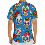 Rose Sugar Skull Pattern Print Men's Deep V-Neck Shirt