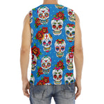 Rose Sugar Skull Pattern Print Men's Fitness Tank Top