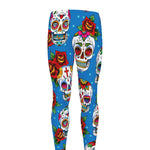 Rose Sugar Skull Pattern Print Men's leggings