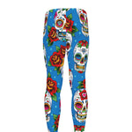 Rose Sugar Skull Pattern Print Men's leggings