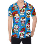 Rose Sugar Skull Pattern Print Men's Shirt