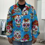 Rose Sugar Skull Pattern Print Men's Shirt Jacket