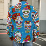 Rose Sugar Skull Pattern Print Men's Shirt Jacket