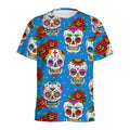 Rose Sugar Skull Pattern Print Men's Athletic T-Shirt