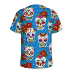 Rose Sugar Skull Pattern Print Men's Sports T-Shirt