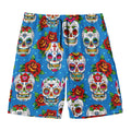 Rose Sugar Skull Pattern Print Men's Swim Trunks