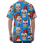 Rose Sugar Skull Pattern Print Men's Velvet T-Shirt