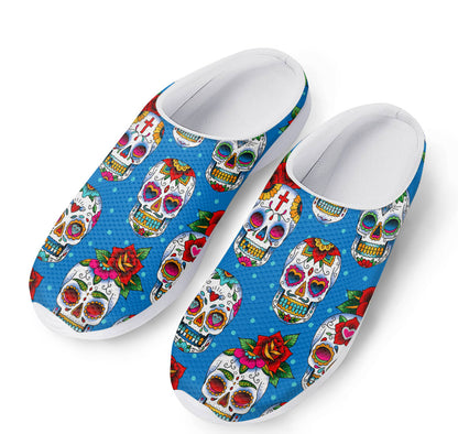 Rose Sugar Skull Pattern Print Mesh Casual Shoes