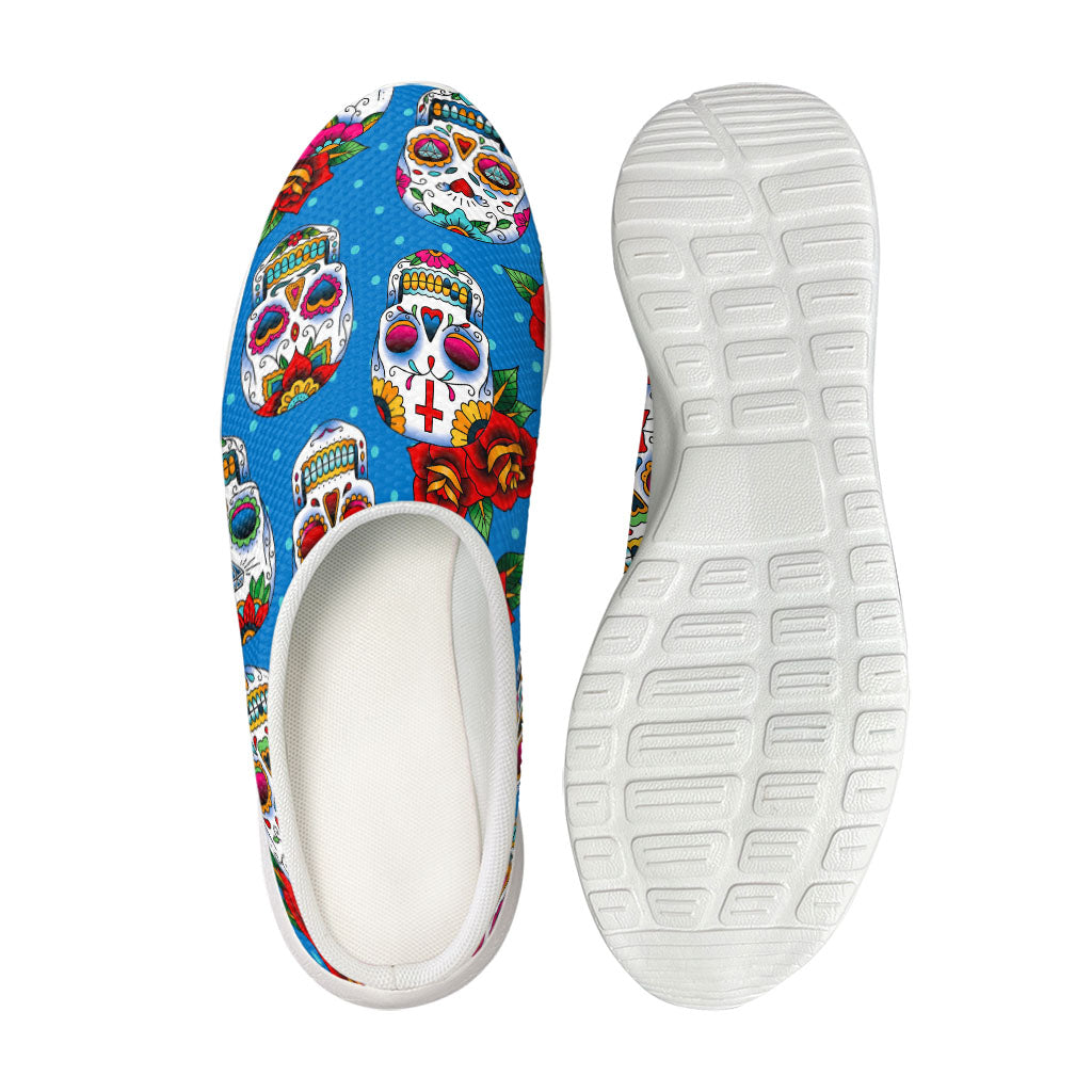 Rose Sugar Skull Pattern Print Mesh Casual Shoes
