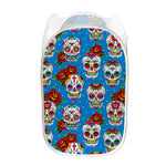 Rose Sugar Skull Pattern Print Mesh Laundry Hamper