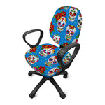 Rose Sugar Skull Pattern Print Office Chair Cover