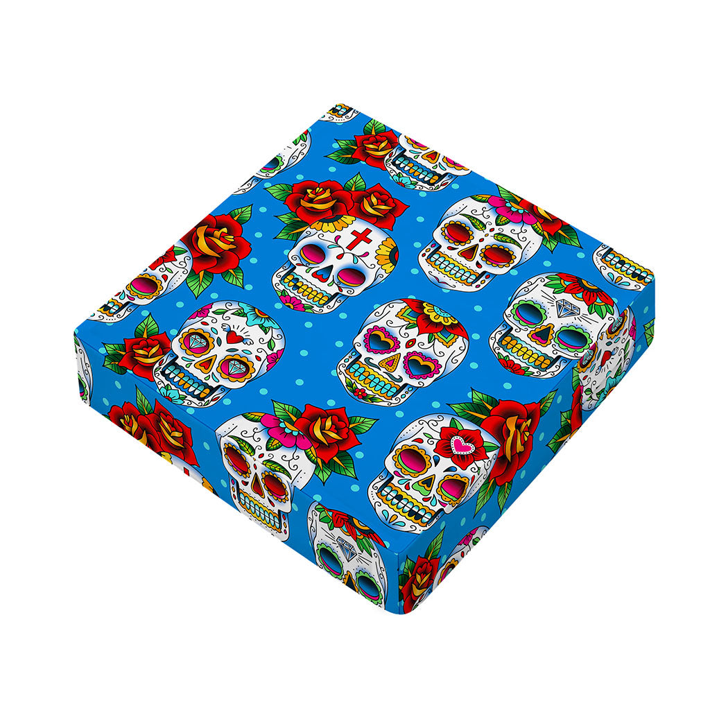 Rose Sugar Skull Pattern Print Outdoor Seat Cushion Cover