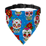Rose Sugar Skull Pattern Print Over The Collar Dog Bandana