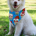 Rose Sugar Skull Pattern Print Over The Collar Dog Bandana