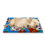 Rose Sugar Skull Pattern Print Pet Cooling Mat Cover