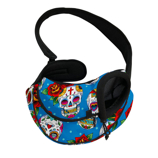 Rose Sugar Skull Pattern Print Pet Sling Carrier