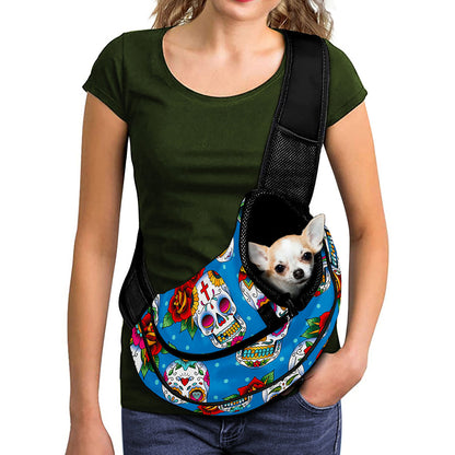 Rose Sugar Skull Pattern Print Pet Sling Carrier