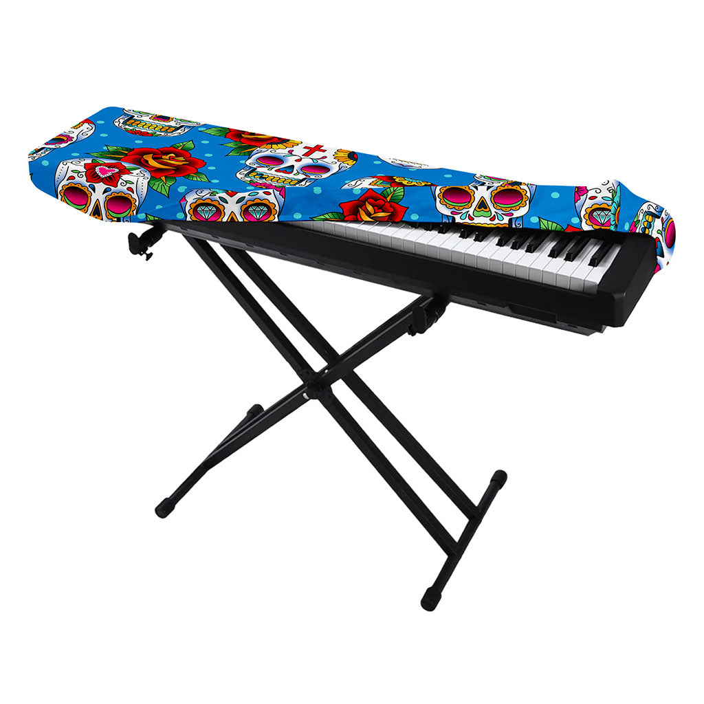 Rose Sugar Skull Pattern Print Piano Keyboard Cover