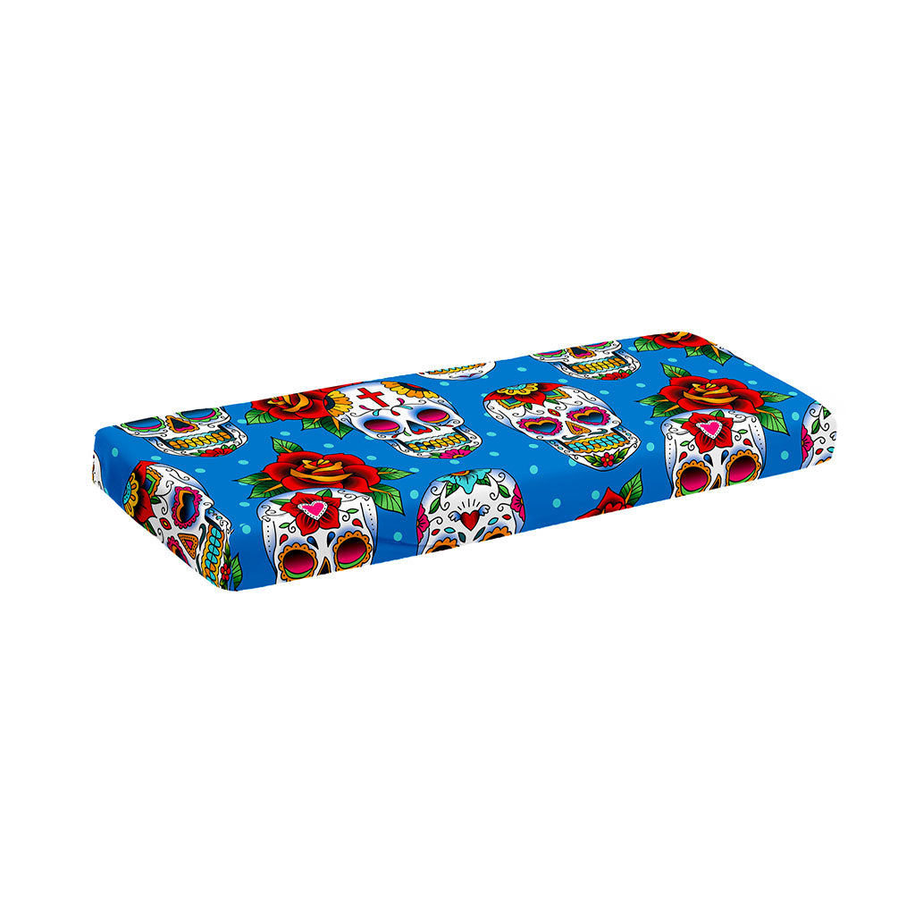 Rose Sugar Skull Pattern Print Piano Keyboard Cover