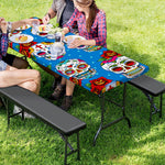 Rose Sugar Skull Pattern Print Picnic Table Cover