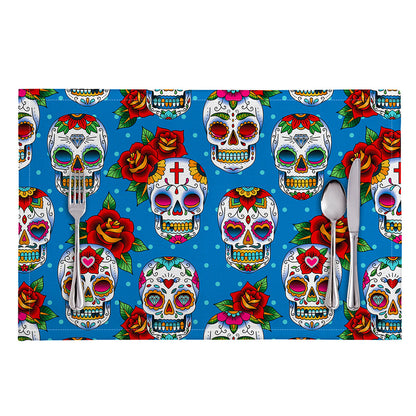 Rose Sugar Skull Pattern Print Placemat