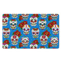 Rose Sugar Skull Pattern Print Polyester Doormat