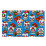 Rose Sugar Skull Pattern Print Polyester Doormat