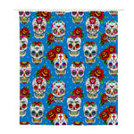 Rose Sugar Skull Pattern Print Polyester Shower Curtain