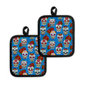 Rose Sugar Skull Pattern Print Pot Holders