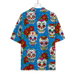Rose Sugar Skull Pattern Print Rayon Hawaiian Shirt