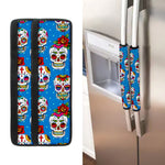 Rose Sugar Skull Pattern Print Refrigerator Handle Covers