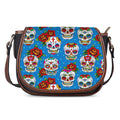 Rose Sugar Skull Pattern Print Saddle Bag