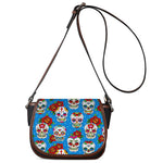 Rose Sugar Skull Pattern Print Saddle Bag