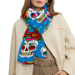 Rose Sugar Skull Pattern Print Scarf